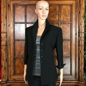 Kasper Portofino Black Gunmetal Bamboo Button D-Ring Waist Jacket